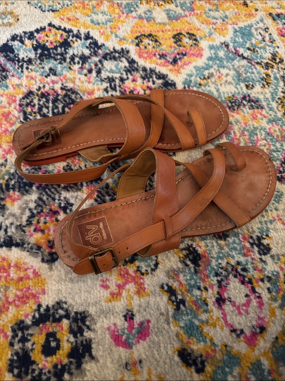 DV by Dolce Vita Tan Leather Crisscross Strap Sandals - Picture 3 of 3